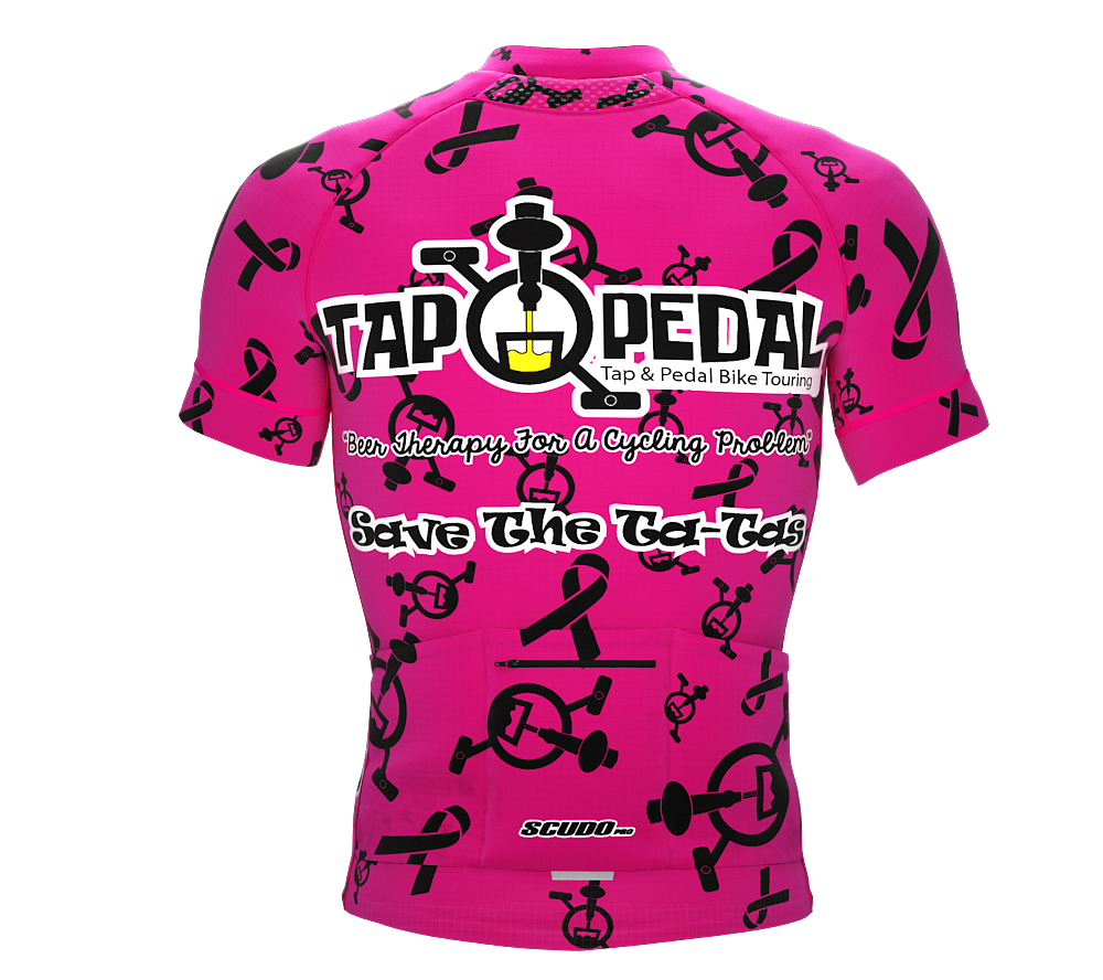 Tap and Pedal  Black logos - Pink | PRO-Fit  | Short Sleeve Cycling Jersey | Men and Women