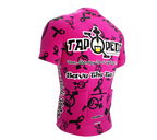 Tap and Pedal  Black logos - Pink | PRO-Fit  | Short Sleeve Cycling Jersey | Men and Women