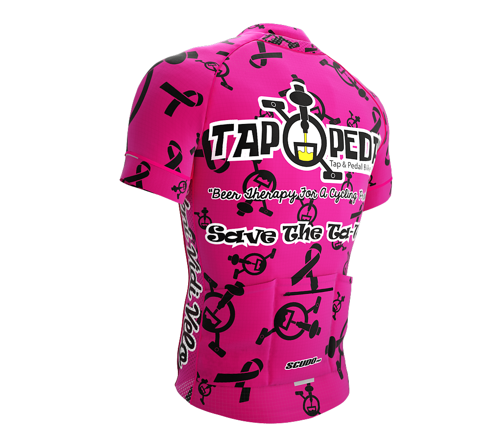 Tap and Pedal  Black logos - Pink | PRO-Fit  | Short Sleeve Cycling Jersey | Men and Women