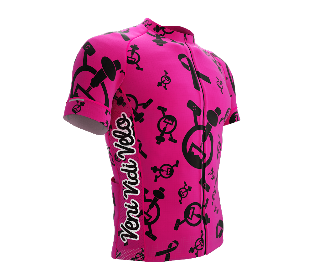 Tap and Pedal  Black logos - Pink | PRO-Fit  | Short Sleeve Cycling Jersey | Men and Women