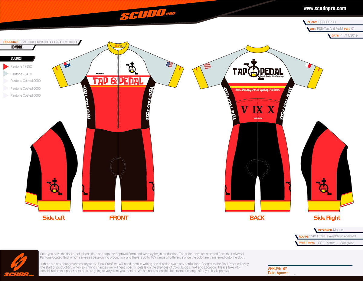 Tap and Pedal | SKINSUIT | Short Sleeve | Delux Pad | Men and Women