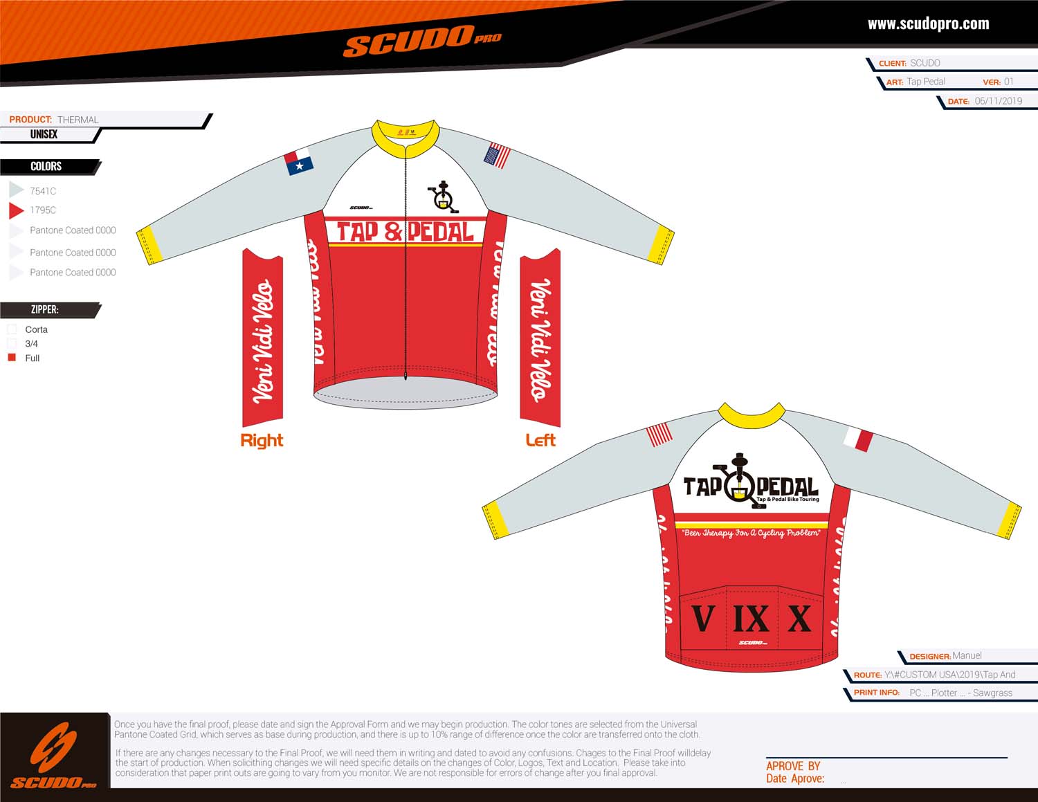 Tap and Pedal | PRO-Thermal | Long  Sleeve Cycling Jersey  | Full Zip | Men and Women