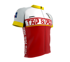Tap and Pedal | PRO - RELAXED Fit | Short Sleeve Cycling Jersey RED 2019 | Full Front zip | Tour Fabric | Reflectives | Back pocket zip | Flat Stitch | Bands | Men and Women
