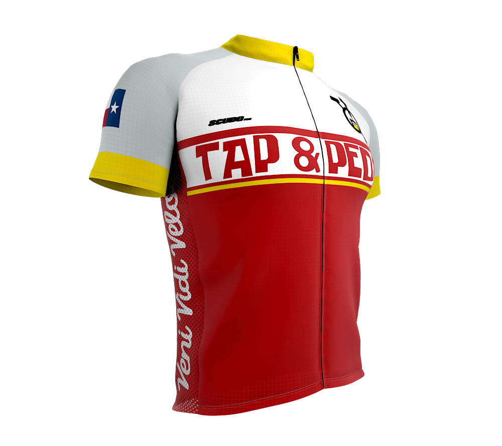 Tap and Pedal | PRO - RELAXED Fit | Short Sleeve Cycling Jersey RED 2019 | Full Front zip | Tour Fabric | Reflectives | Back pocket zip | Flat Stitch | Bands | Men and Women
