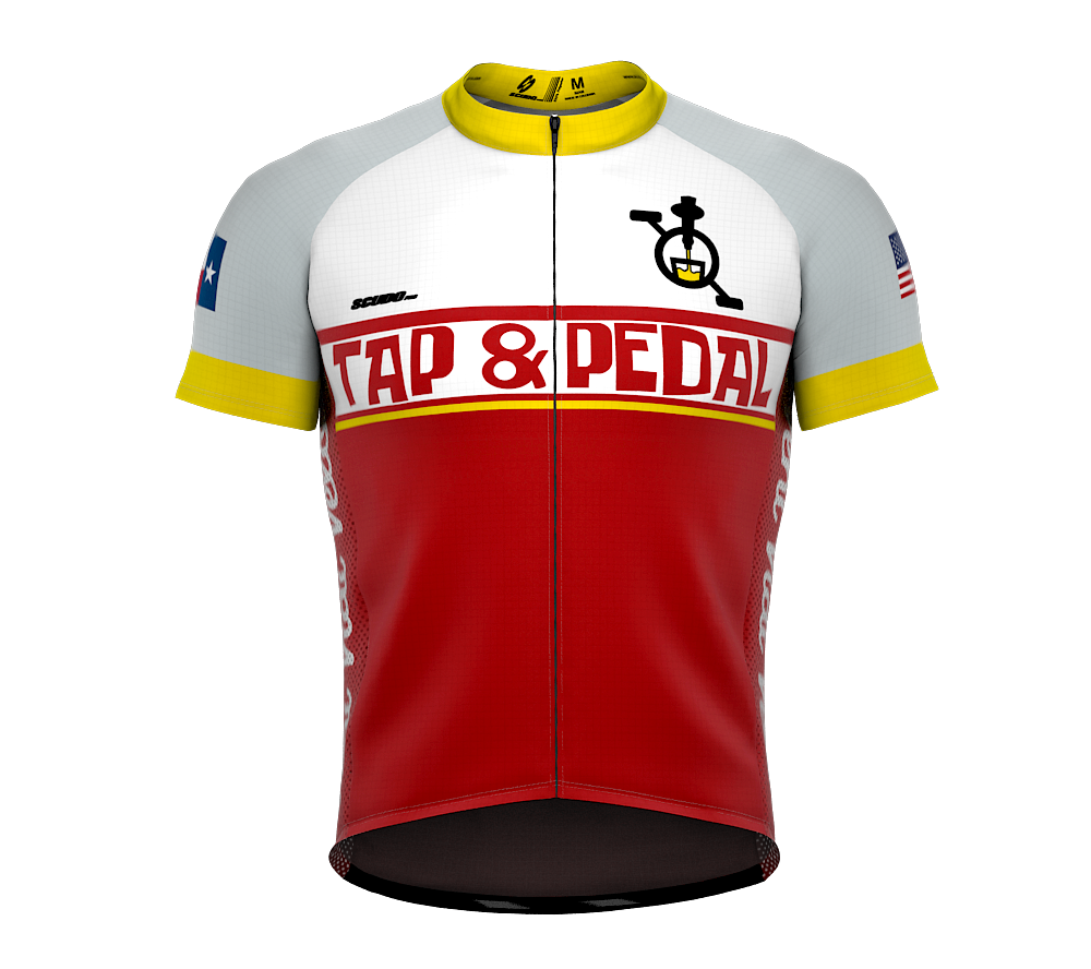 Tap and Pedal | PRO - RELAXED Fit | Short Sleeve Cycling Jersey RED 2019 | Full Front zip | Tour Fabric | Reflectives | Back pocket zip | Flat Stitch | Bands | Men and Women