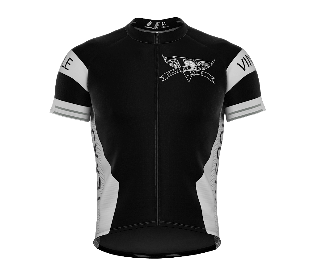 Vintage Cycle | AMATEUR-Fit | Short Sleeve Cycling Jersey Black-White | Full Zipper | Men and Women