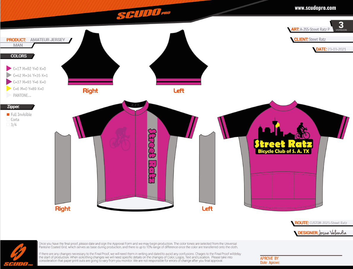 Street Ratz | Pink | Amateur Fit | Short Sleeve Cycling Jersey | Full Zip | Men and Women