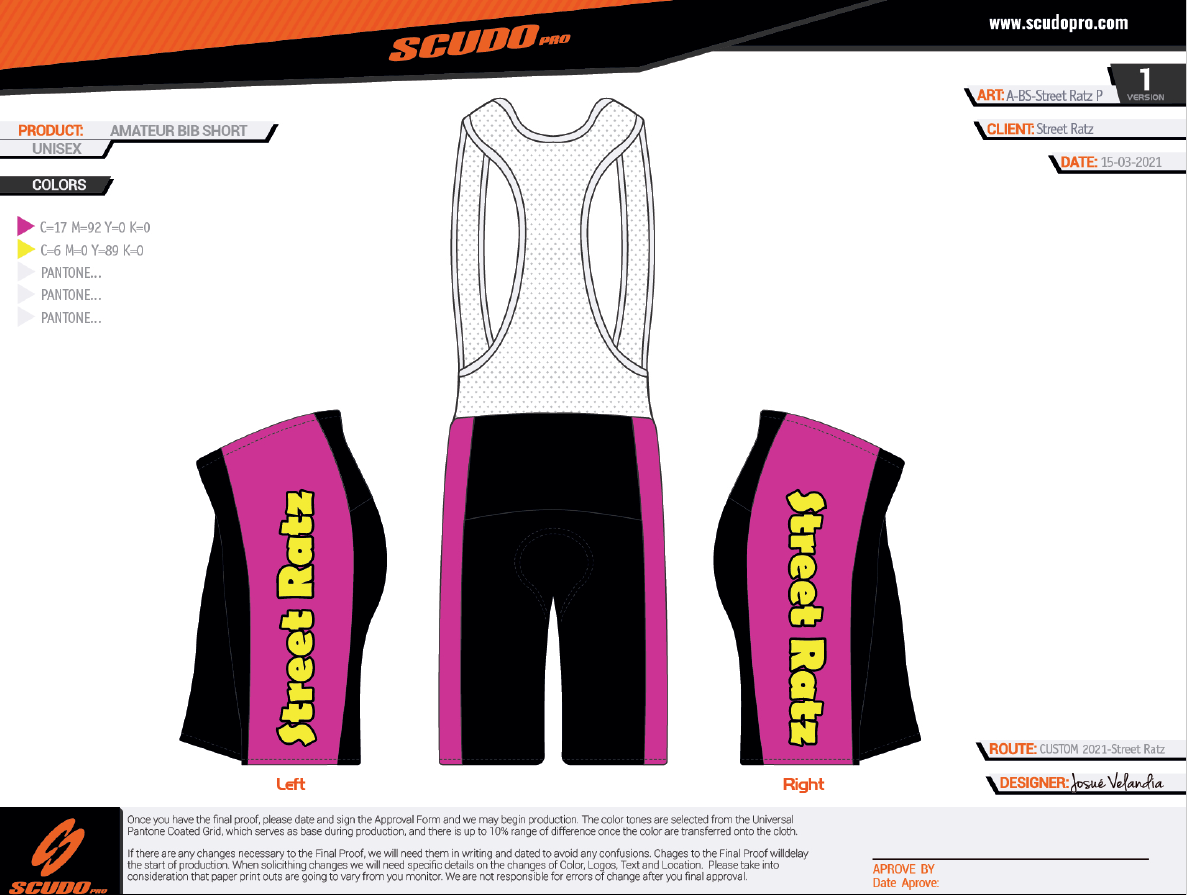 Street Ratz | Pink | Amateur Cycling Bib shorts | Deluxe Pad | Men and Women