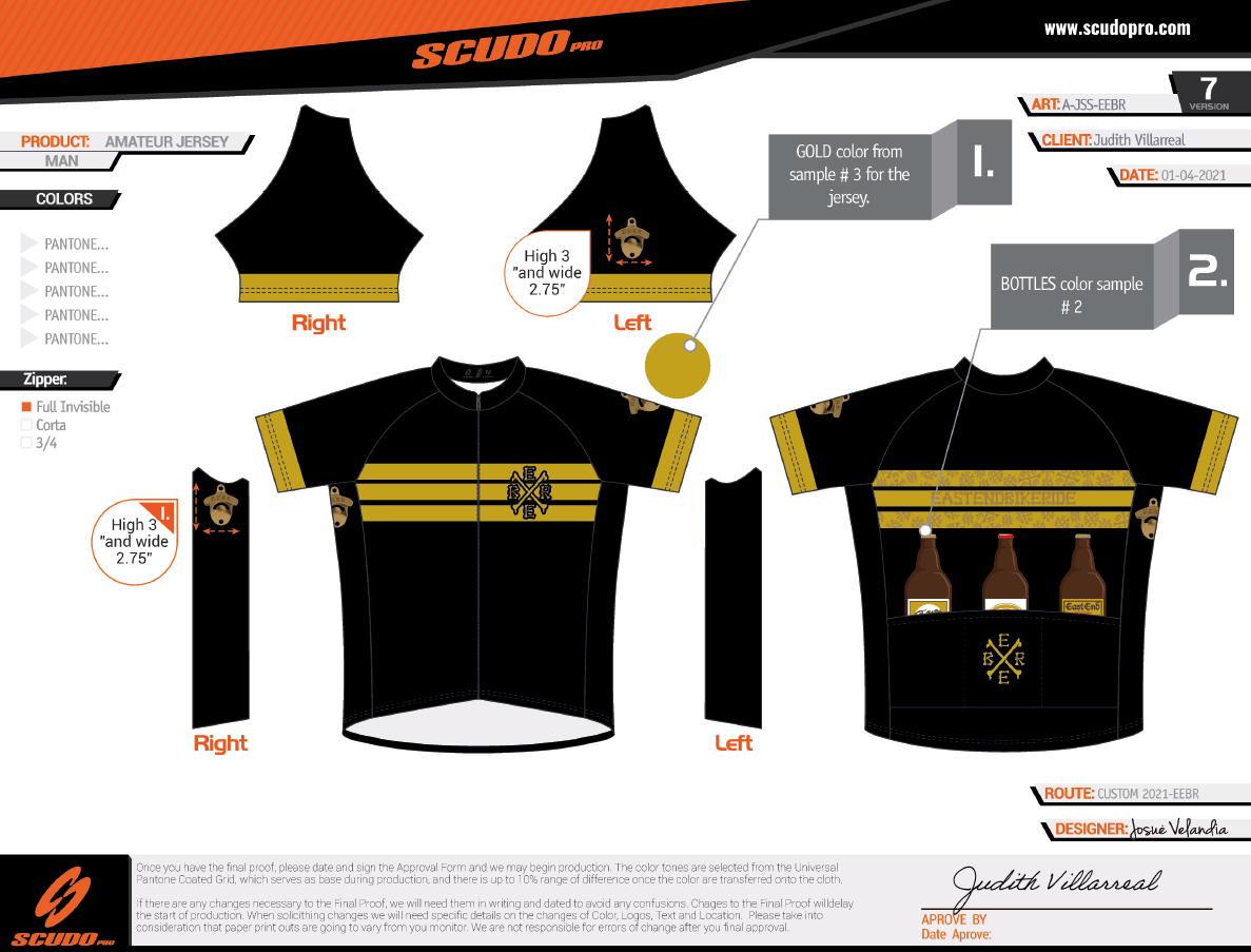 EEBR  Gold | Amateur Fit | Short Sleeve Cycling Jersey | Full  Zip | Men and Women