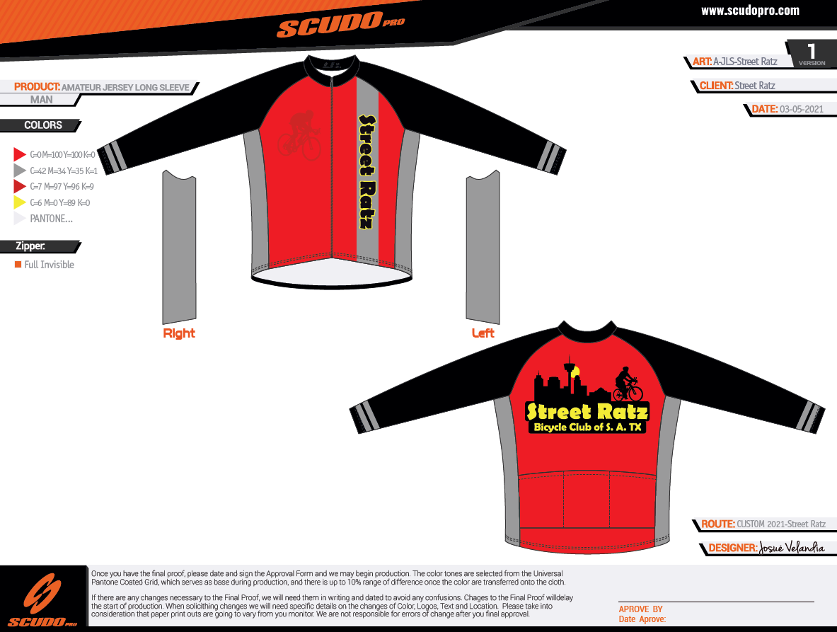 Street Ratz | Red  | Amateur fit |  Long Sleeve Cycling Jersey | Men and Women