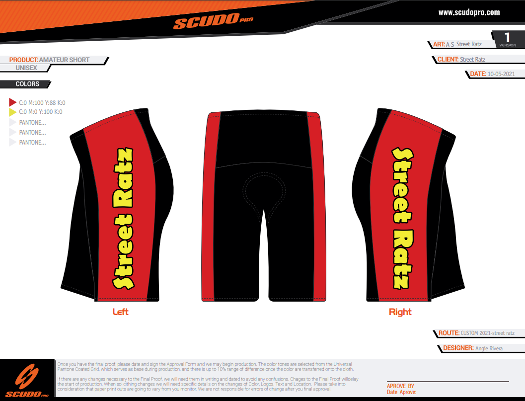 Street Ratz | Red | Amateur- Cycling short  | Deluxe Pad | Men and Women