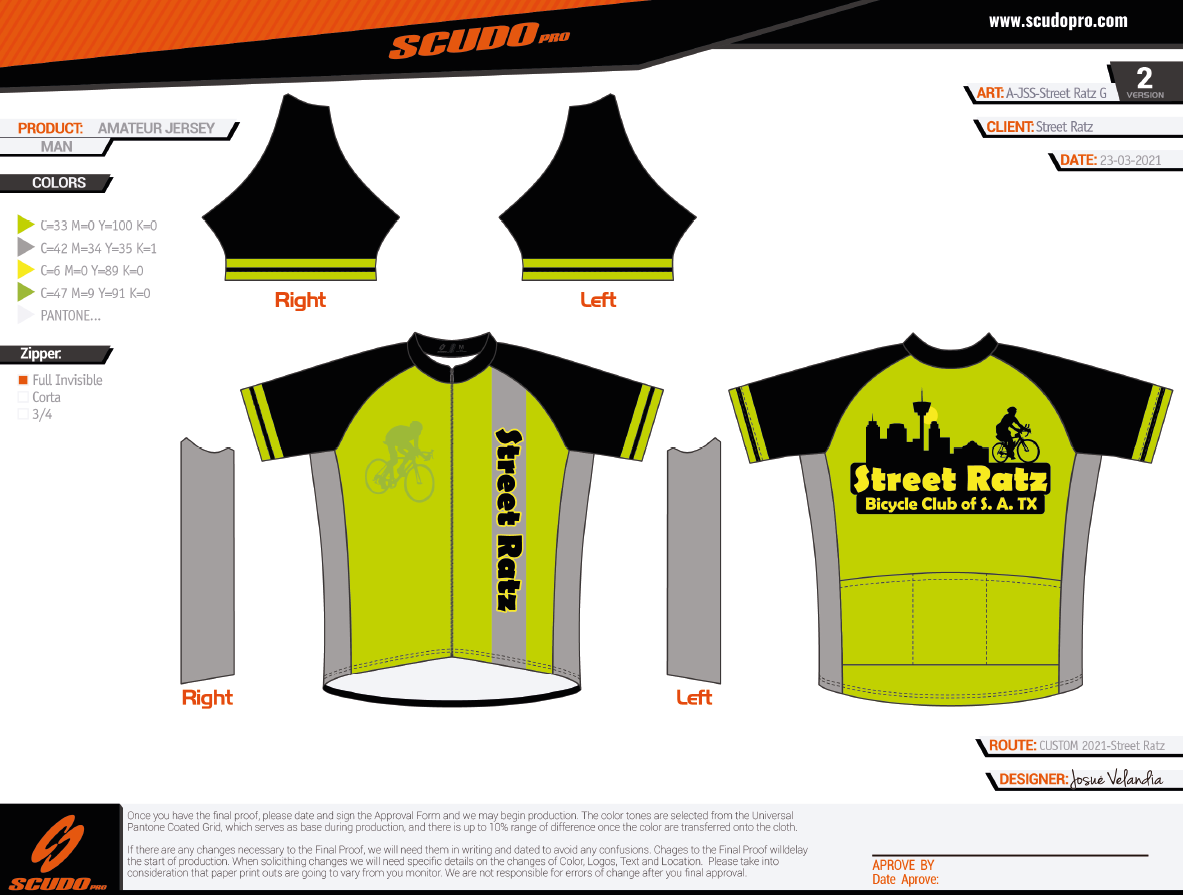 Street Ratz | Green | Amateur Fit | Short Sleeve Cycling Jersey | Full Zip | Men and Women