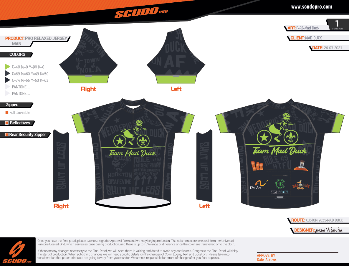 Team Mad Duck | PRO -RELAXED Fit | Short Sleeve Cycling Jersey | Full Zip | Men and Women