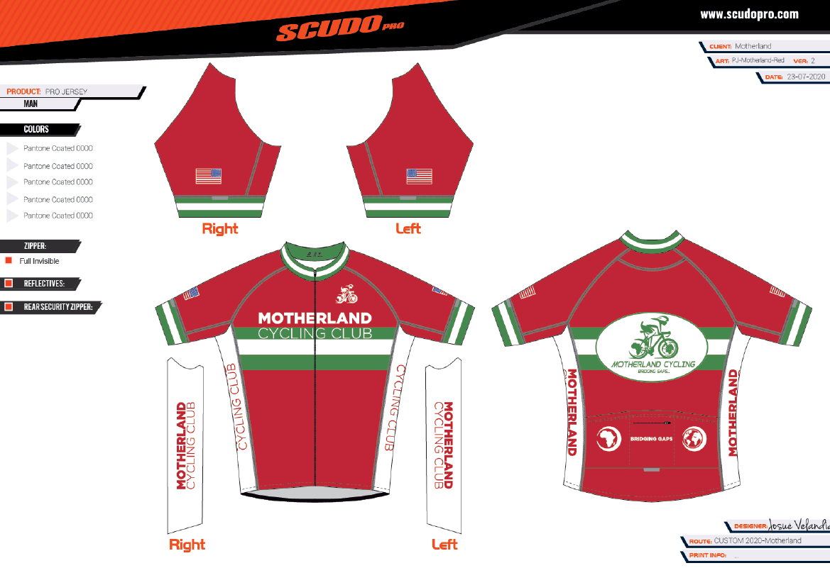 MOTHERLAND Red | PRO Fit | Short Sleeve Cycling Jersey | Full Zip | Men and Women