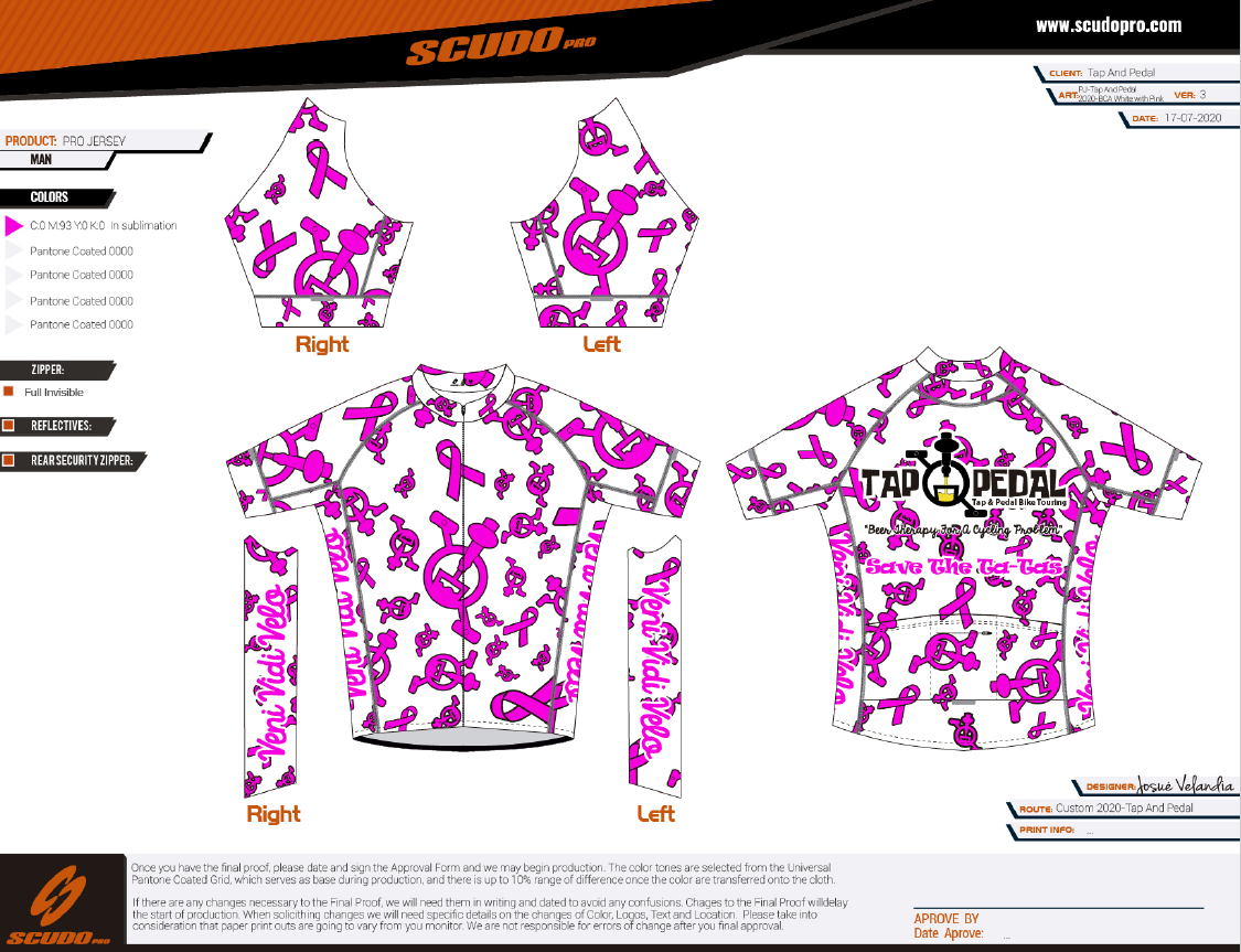 Tap and Pedal White Ribbon | PRO-Fit | Short Sleeve Cycling Jersey | Men and Women